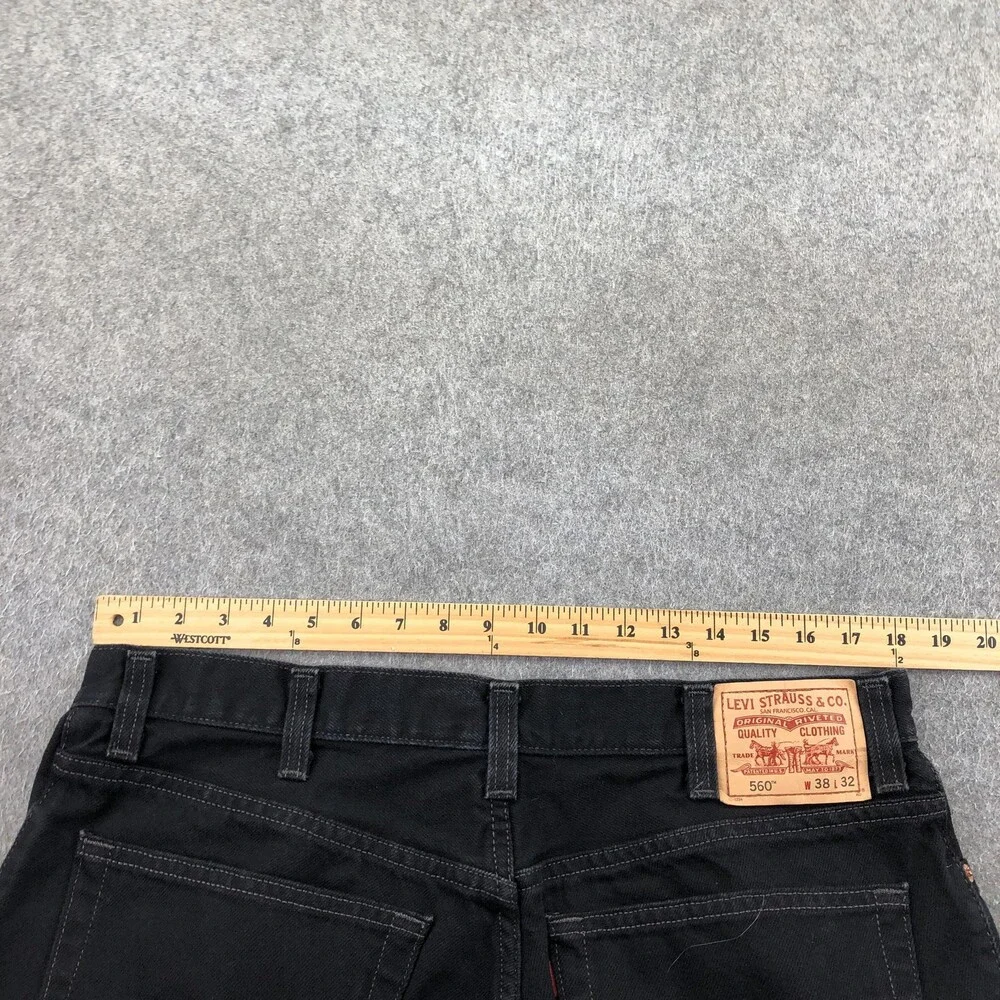 Levis 560 Jeans Mens 38x32 Black Dark Wash Relaxed Tapered Denim Pants